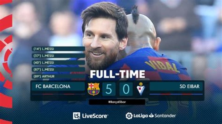 Barcelona 5 – 0 Eibar, Lionel Messi Scores 4 Goals (Video Highlight)